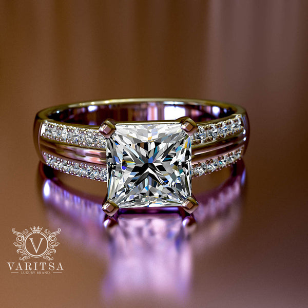 1.5ct Princess Cut Diamond Gold Engagement Ring - 03US01